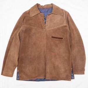 Vintage Native American Buffalo hide Brown Suede Leather Shirt